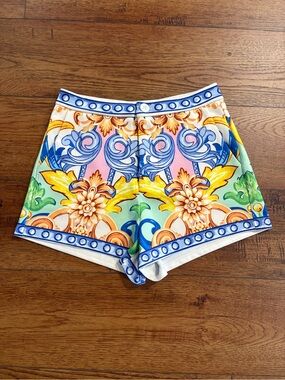 Her Bottari Baroque Print Resort Shorts Size Small Coastal Mediterranean Style